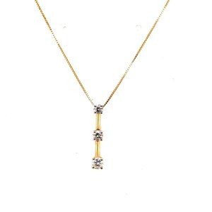 3 Diamond Journey Pendant 14K Yellow Gold Necklace (0.33CTW)